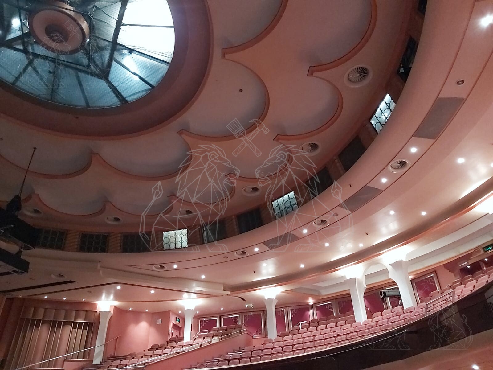 Completed high-level areas within the theatre auditorium