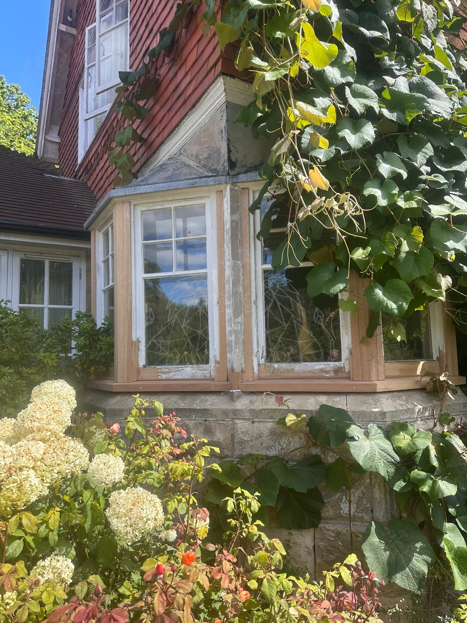 Bay window restoration in progress